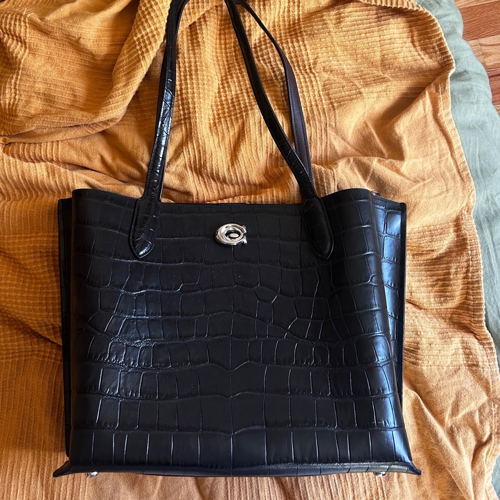 Coach Black Croc-Embossed Tote